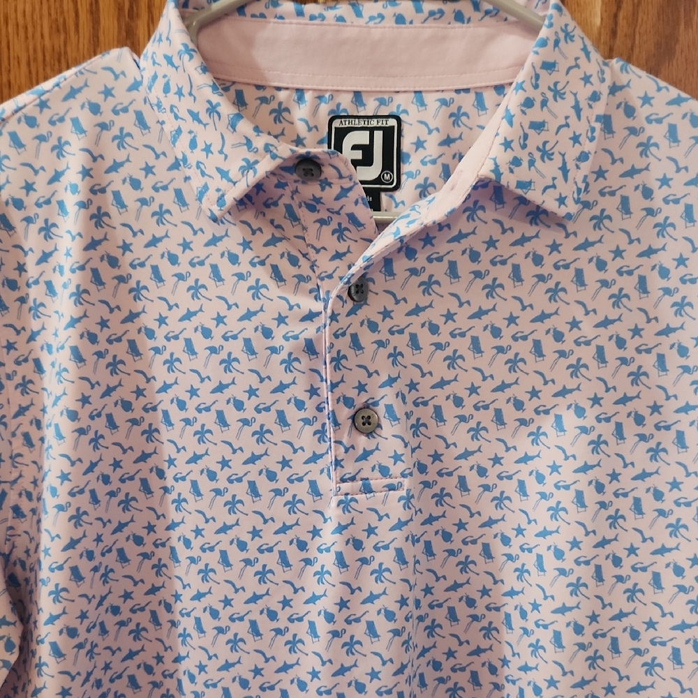 FootJoy Men's Polo with Blue Palm Tree Design